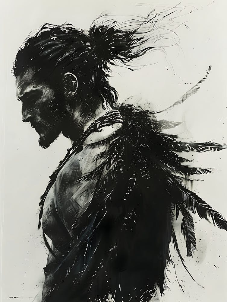 Whimsical Dark Feathers Man 15