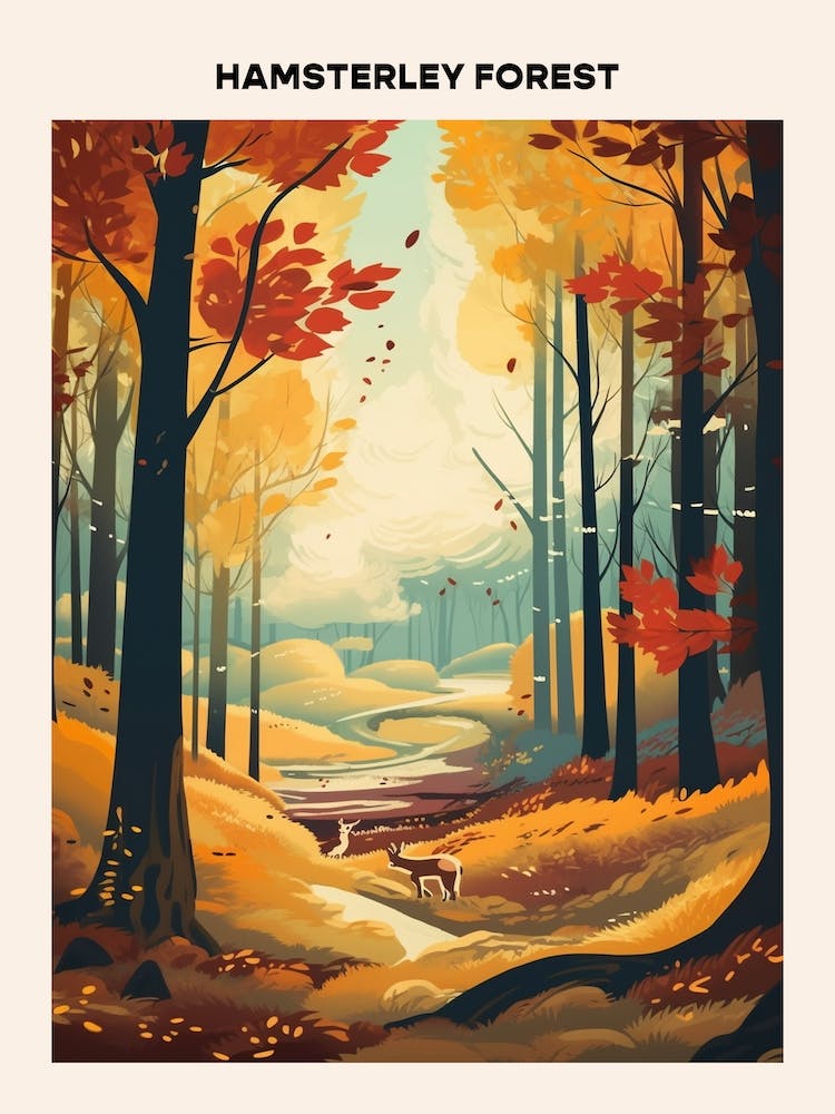 Hamsterley Forest Midcentury-Reiseposter