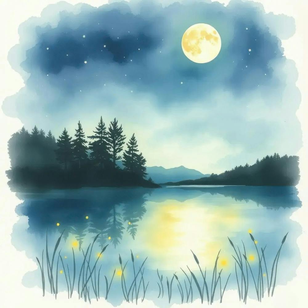 Moonlight Over Lake 5