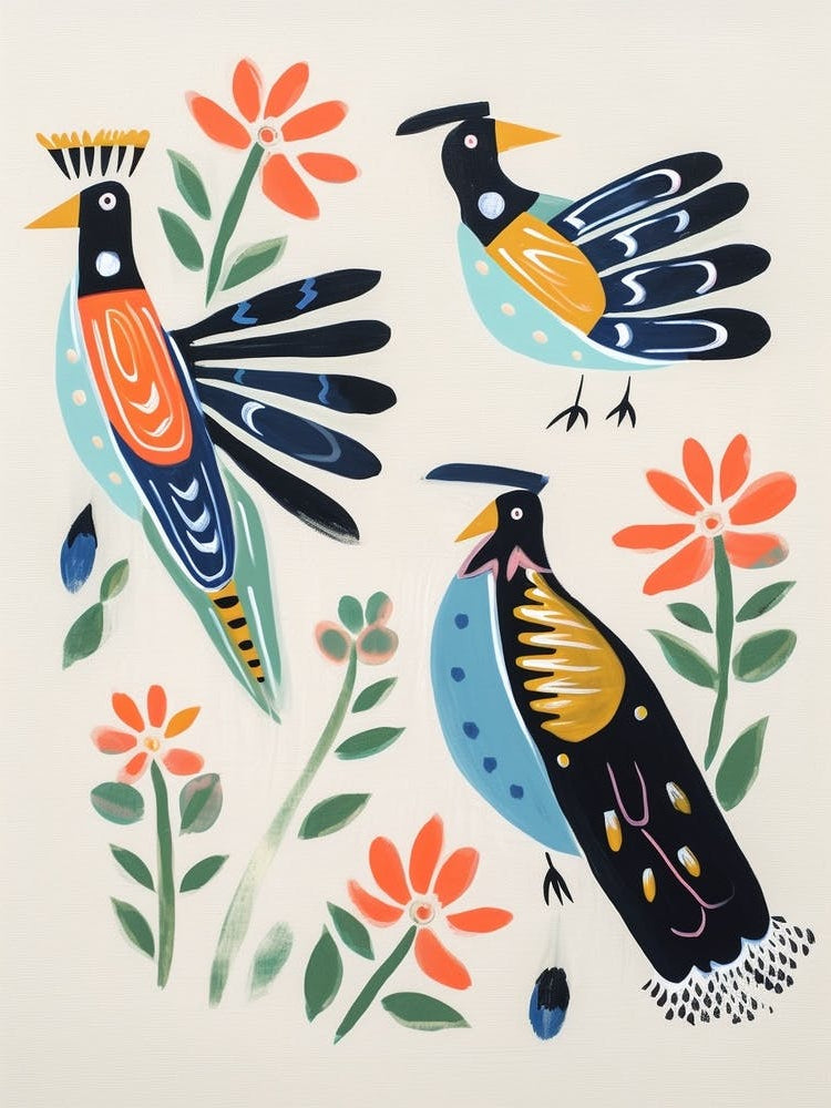 Folk Style Bird Painting Roadrunner 3