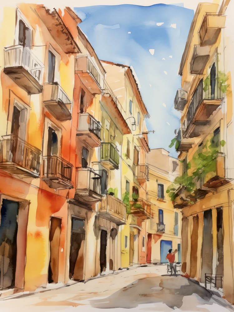 Palermo, Italy Watercolour Streets 4