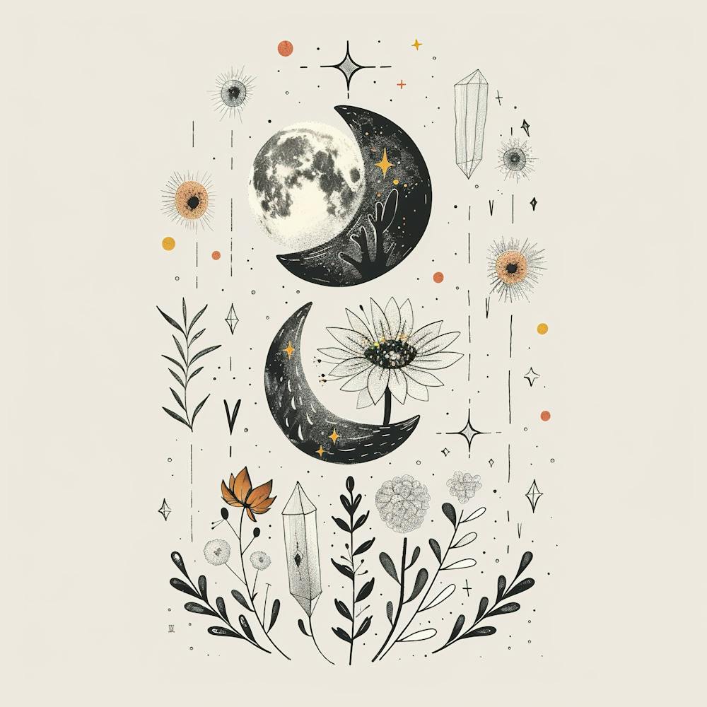 Minimalist Boho Celestial Moon 23