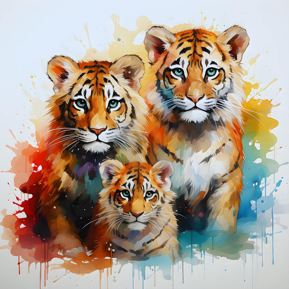 Strength in Unity: A Tiger Family Portrait