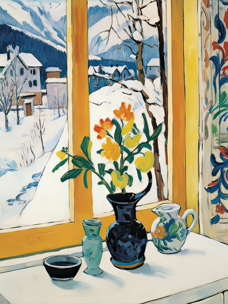 Le rebord de fenêtre de Banff, Canada Neige Inspirée par Matisse 4