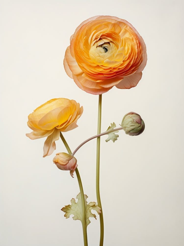 Pressed Flower Botanical Art Ranunculus 1