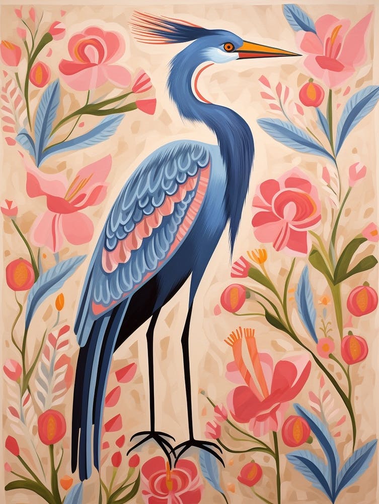 Pink Scandi Great Blue Heron 5