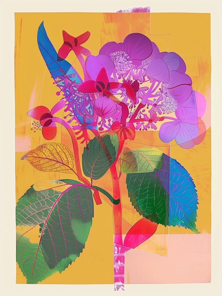 Hydrangea 1 Neon Flower Collage