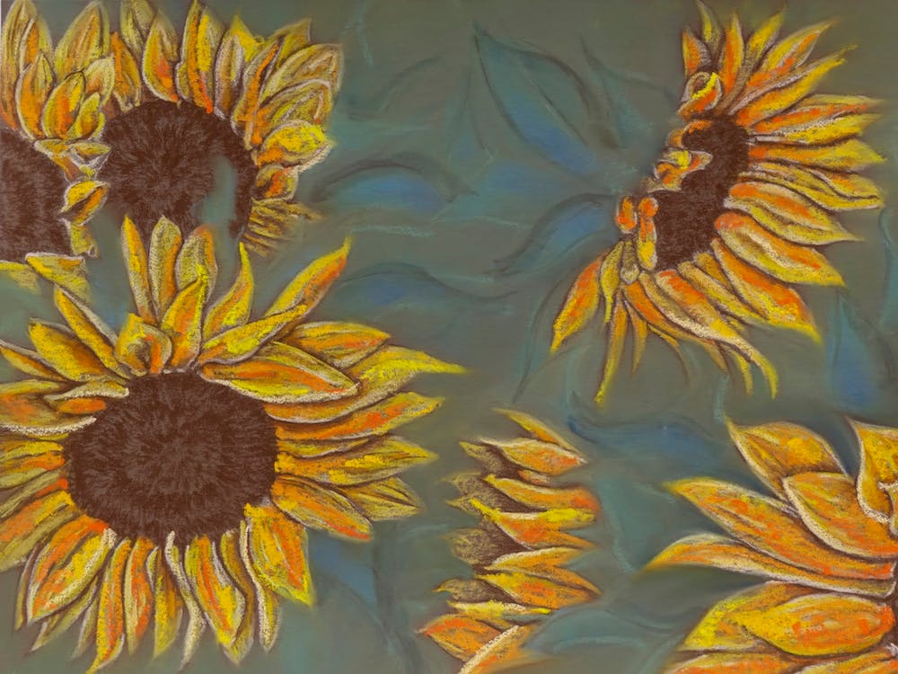 Sunflowers soft pastel painting
