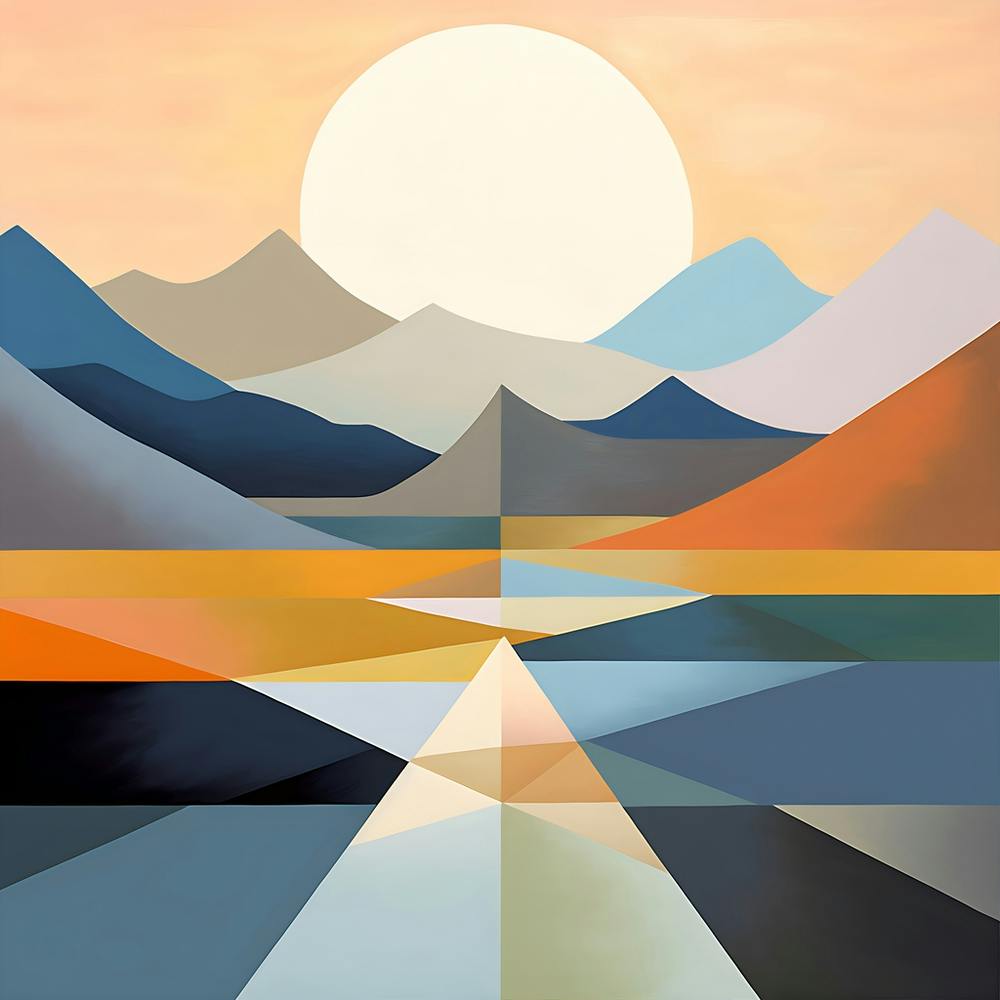 Abstract Landscape Wall Art Cool Colors Painting