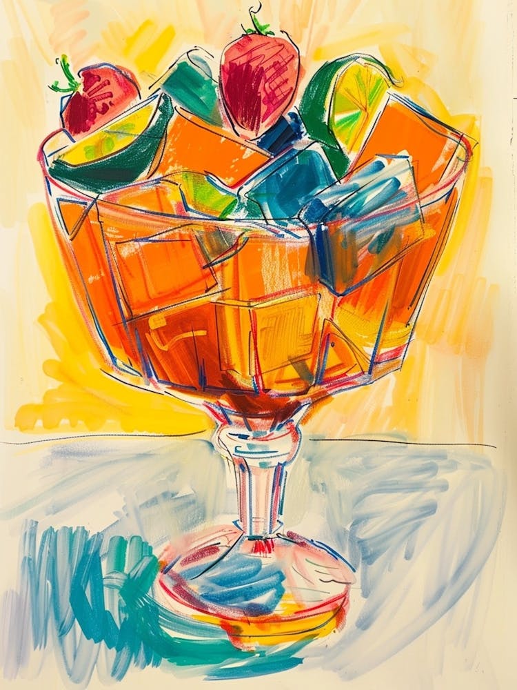 Trifle Jelly Dessert Selection Felt Tip Pen Illustration  3