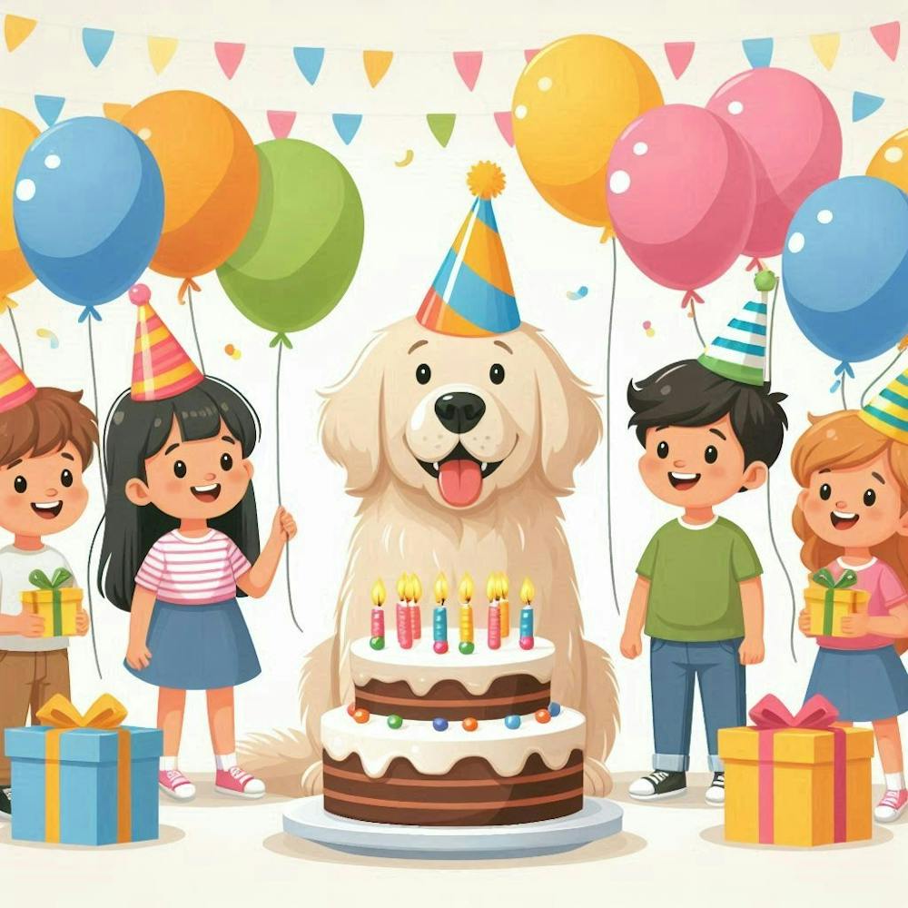 Fête d'Anniversaire avec des Enfants et un Chien