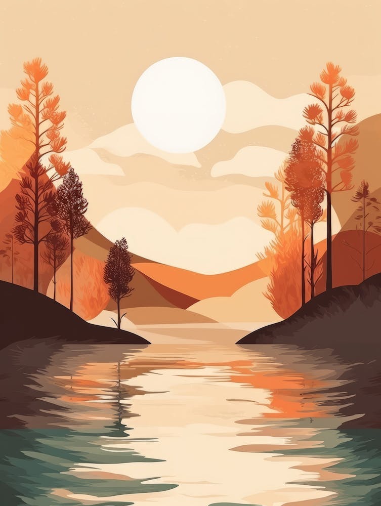 Autumn , Fall, Landscape, Inspired By National Park in the USA, Lake, Great Lakes, Boho, Beach, Minimalist Canvas Print, Travel Poster, Autumn Decor, Fall Decor 19