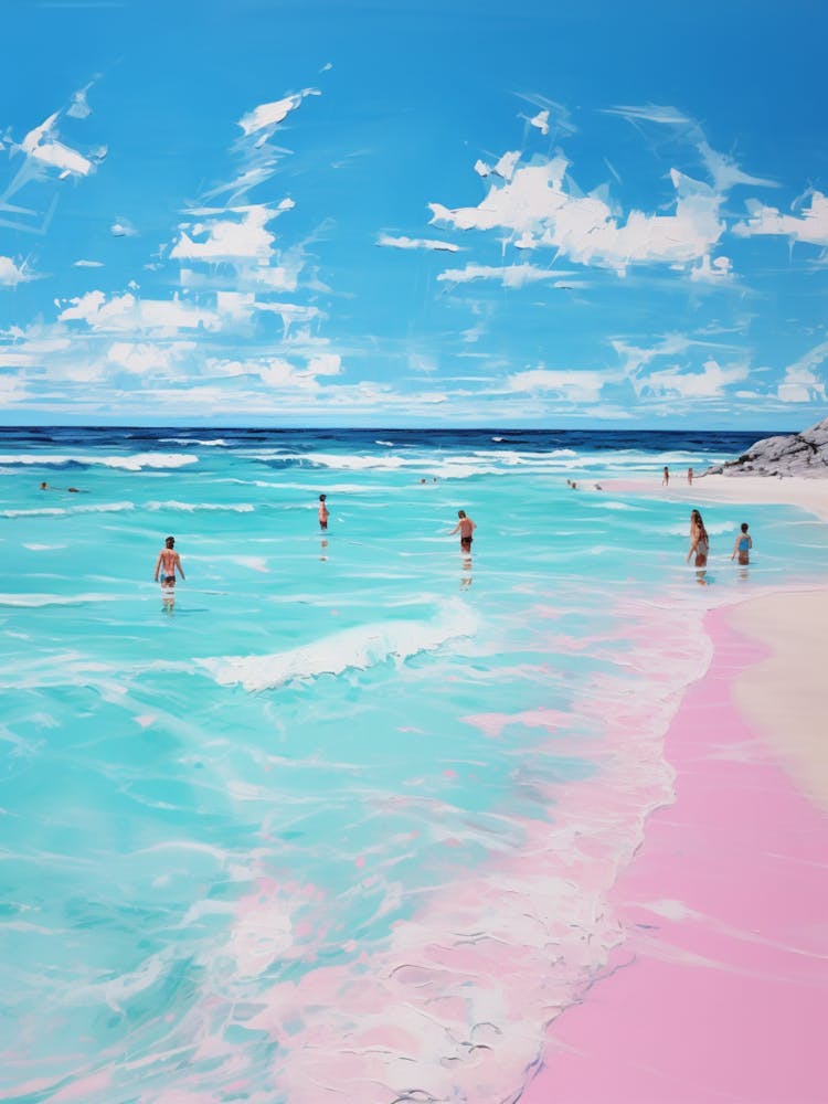 An Oil Painting Of Pink Sands Beach, Harbour Island 3