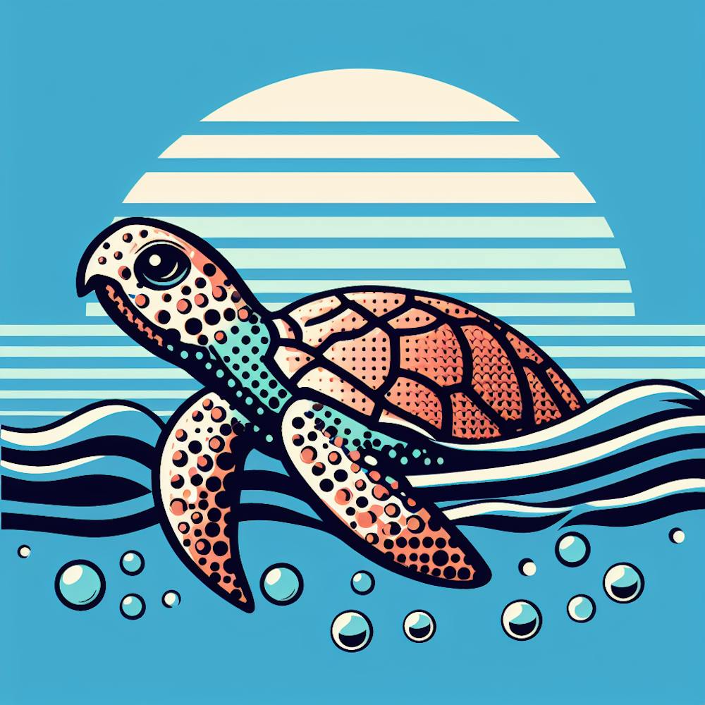 Tortue Plate sur l'eau aux Couleurs Pop Art
