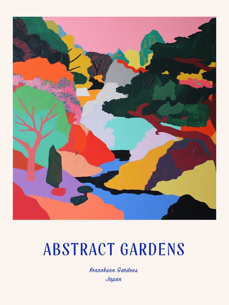 Colourful Gardens Kenrokuen Gardens Japan 2 Blue Poster