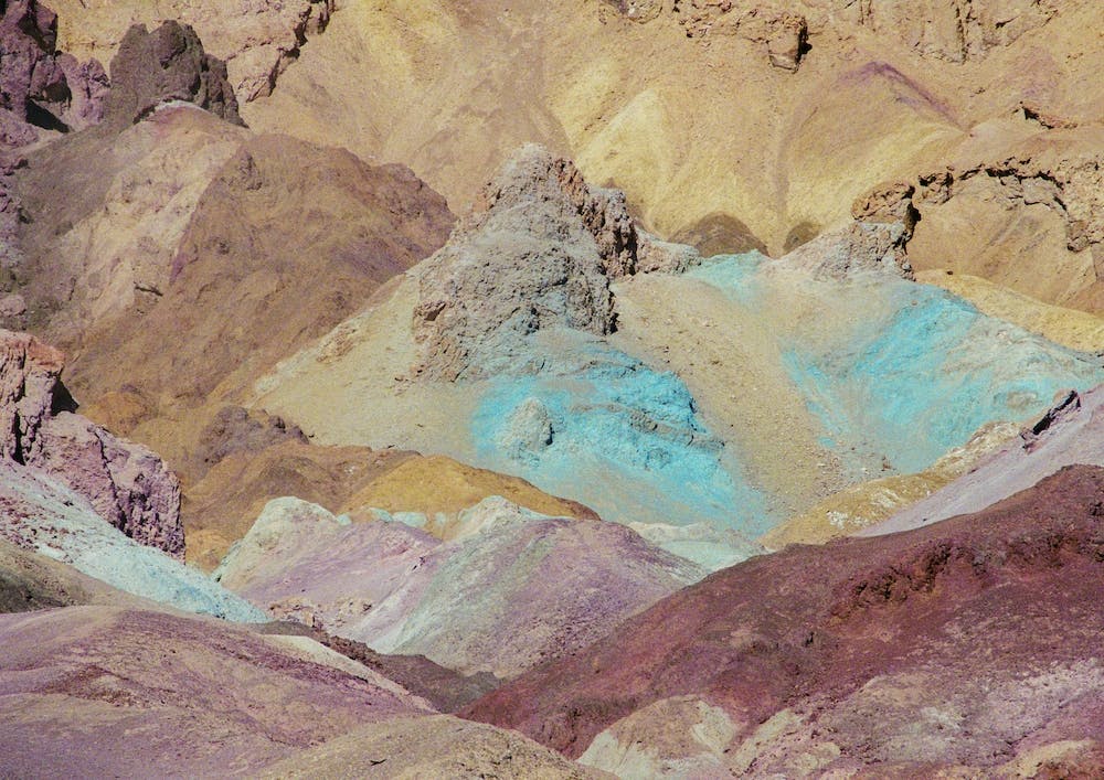 Rainbow Colours Of Artists Palette In Death Valley Desert