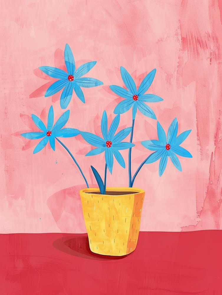 Blue Flowers In A Pot