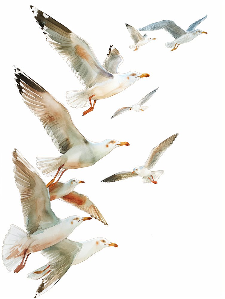Seagulls In Flight