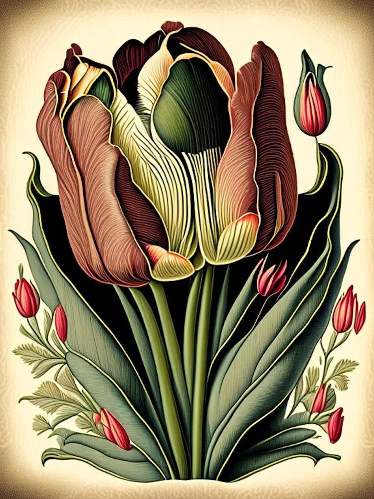 Tulip Wildflower Vintage Botanical