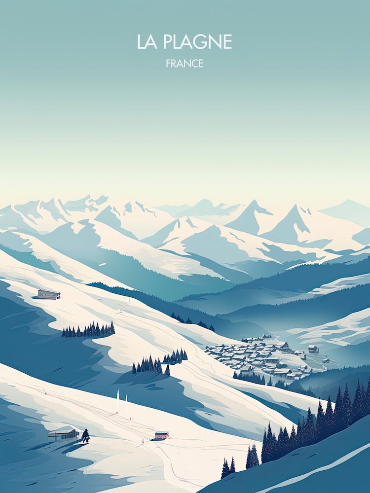 Poster Of La Plagne   France, Ski Resort Illustration 3
