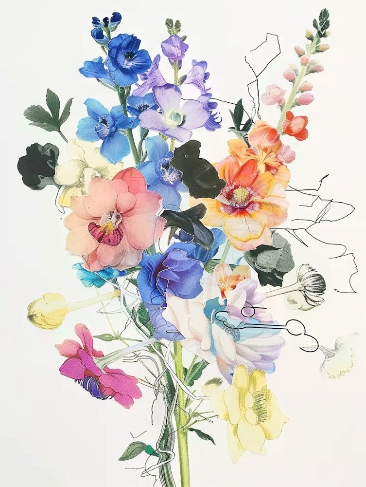 Delphinium Collage Flower Bouquet