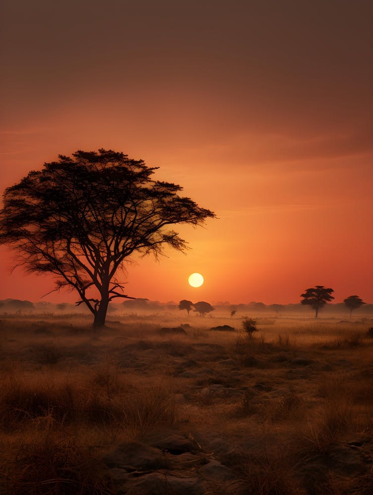 Coucher De Soleil Dans La Savane 2