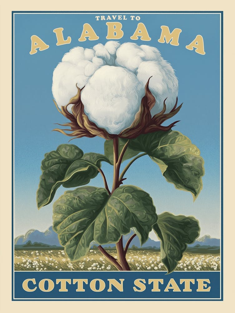 Travel Alabama – Vintage Cotton State Poster Art