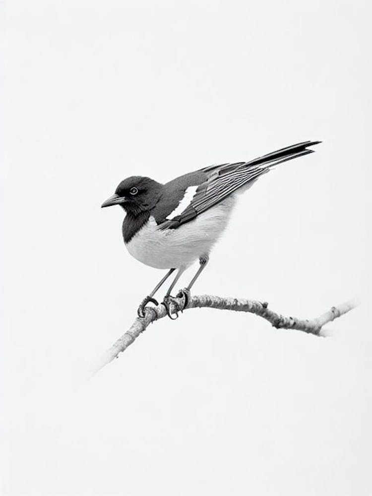 Magpie B&W Pencil Drawing 1 Bird