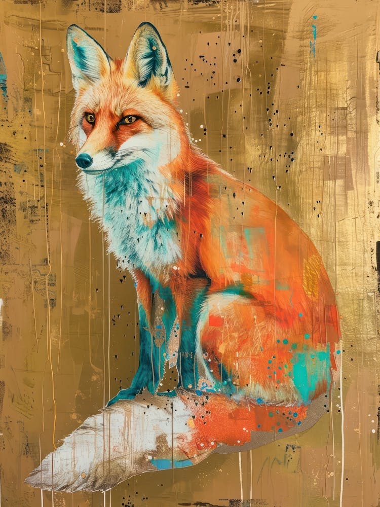Red Fox Gold Effect Collage 1