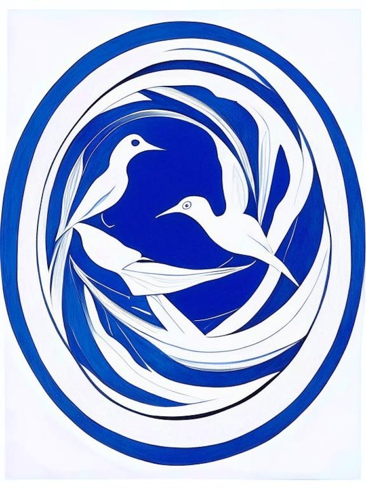 Circle Of Life Symbol Blue And White Line Drawing