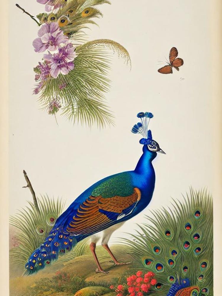 Peacock James Audubon Vintage Style Bird