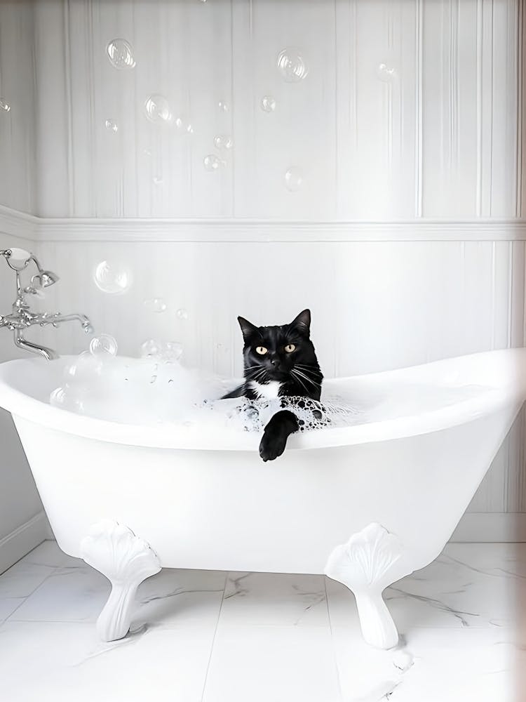 Black Cat In Bathtub Print, Bathroom Decor, Bathtub Wall Art, Toilet Poster, Funny Cat Posters, Toilet Humor, Bathroom Wall Art, Bubble Bath