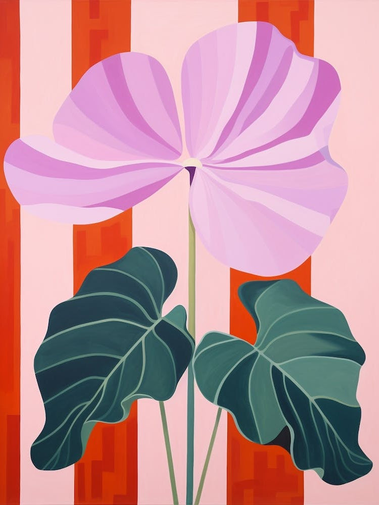 Cyclamen 2 Hilma Af Klint Inspired Pastel Flower Painting