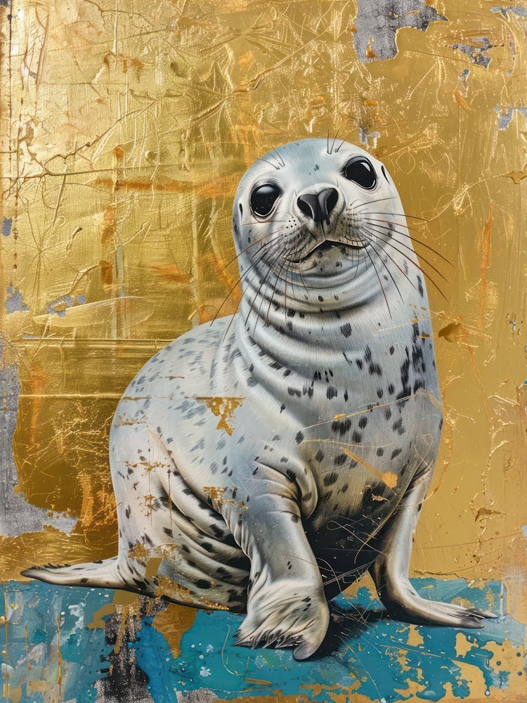 Harp Seal Pup Gold Effect Collage 2