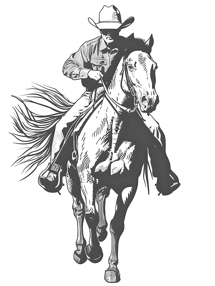 Cowboy Riding A Horse