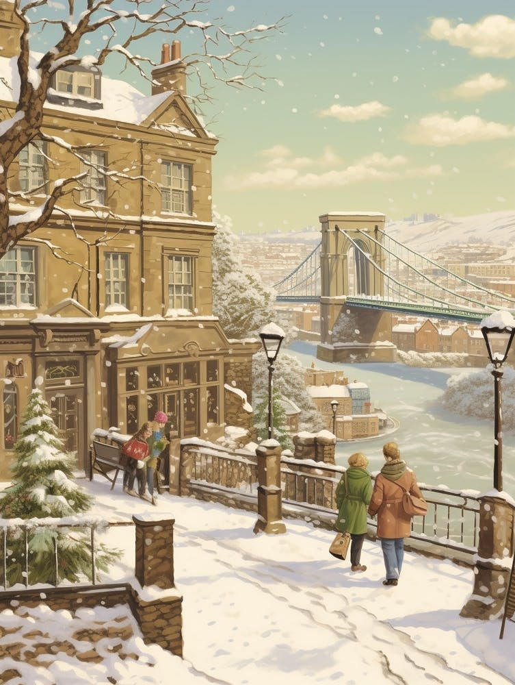 Vintage Winter Illustration Bristol United Kingdom