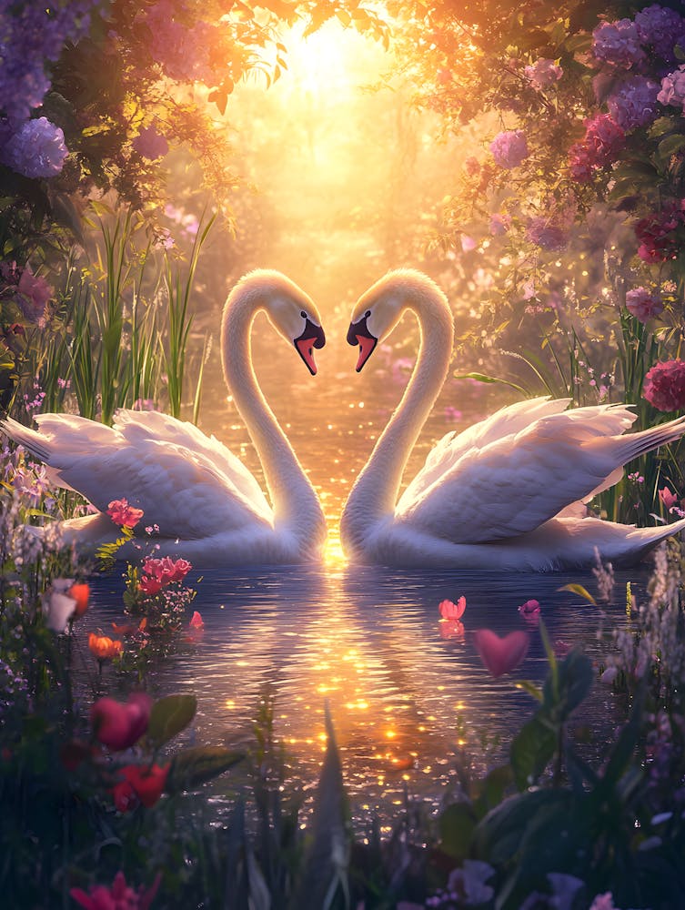 Amazing Swan Couple in the Lake 18