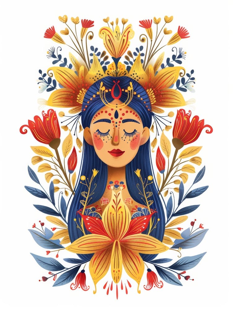 Mexican Girl With Flowers