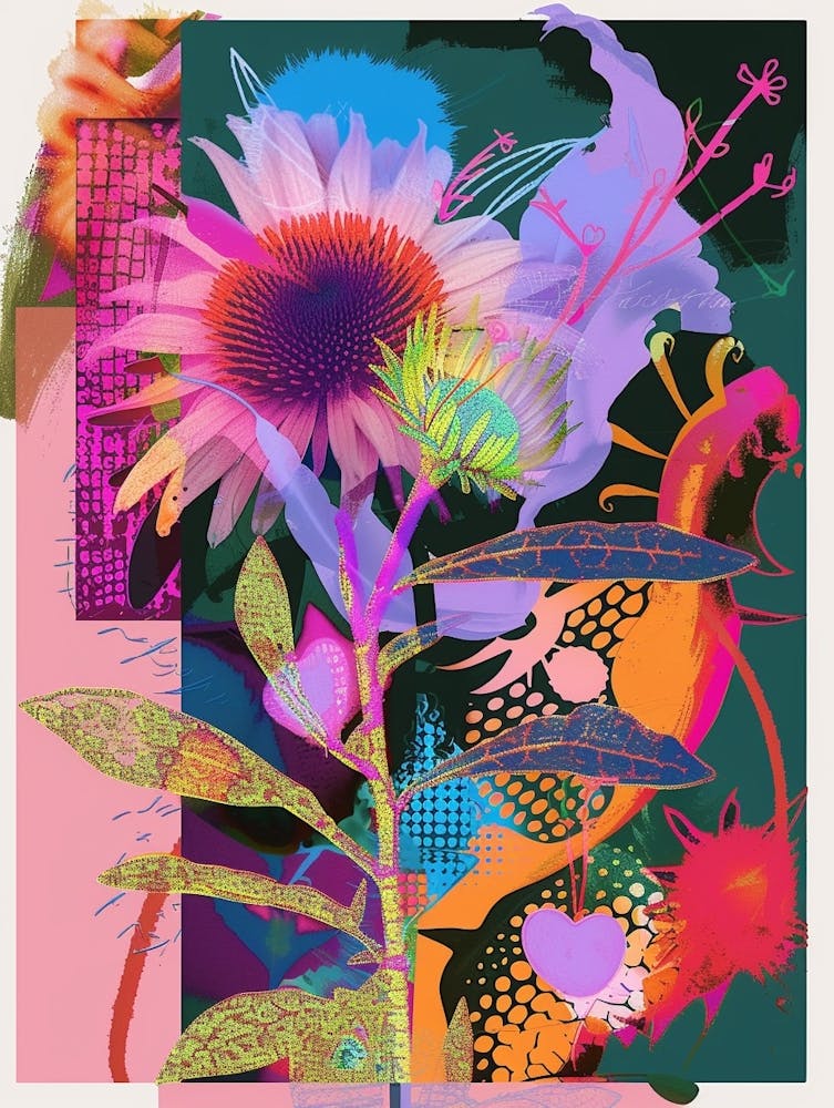 Aster 7 Neon Blumen Collage