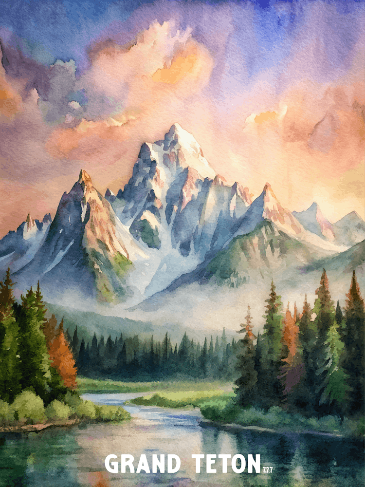 Grand Teton National Park Watercolor Painting