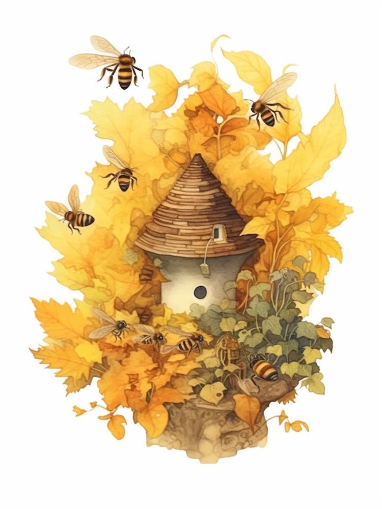 Apiary Bee Beehive Watercolour Illustration 4