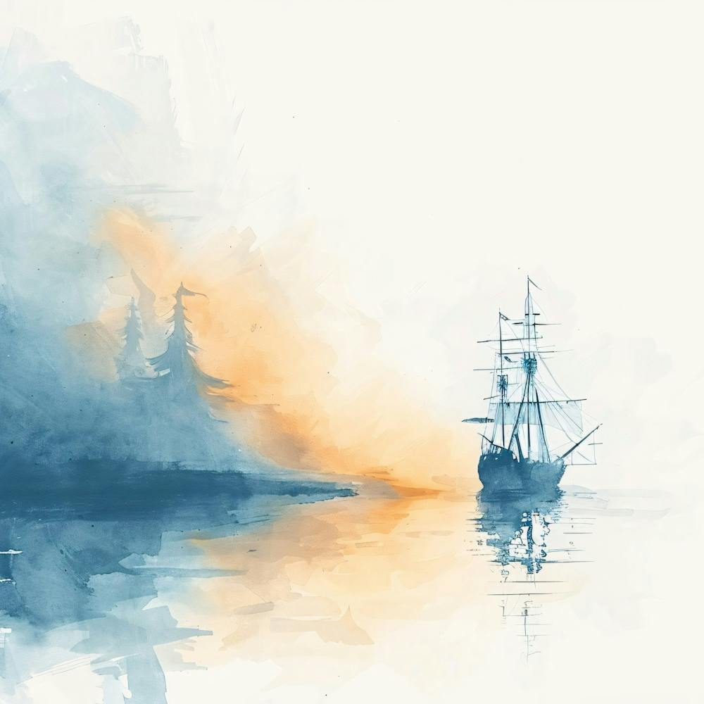 Watercolor Of A Sailing Ship