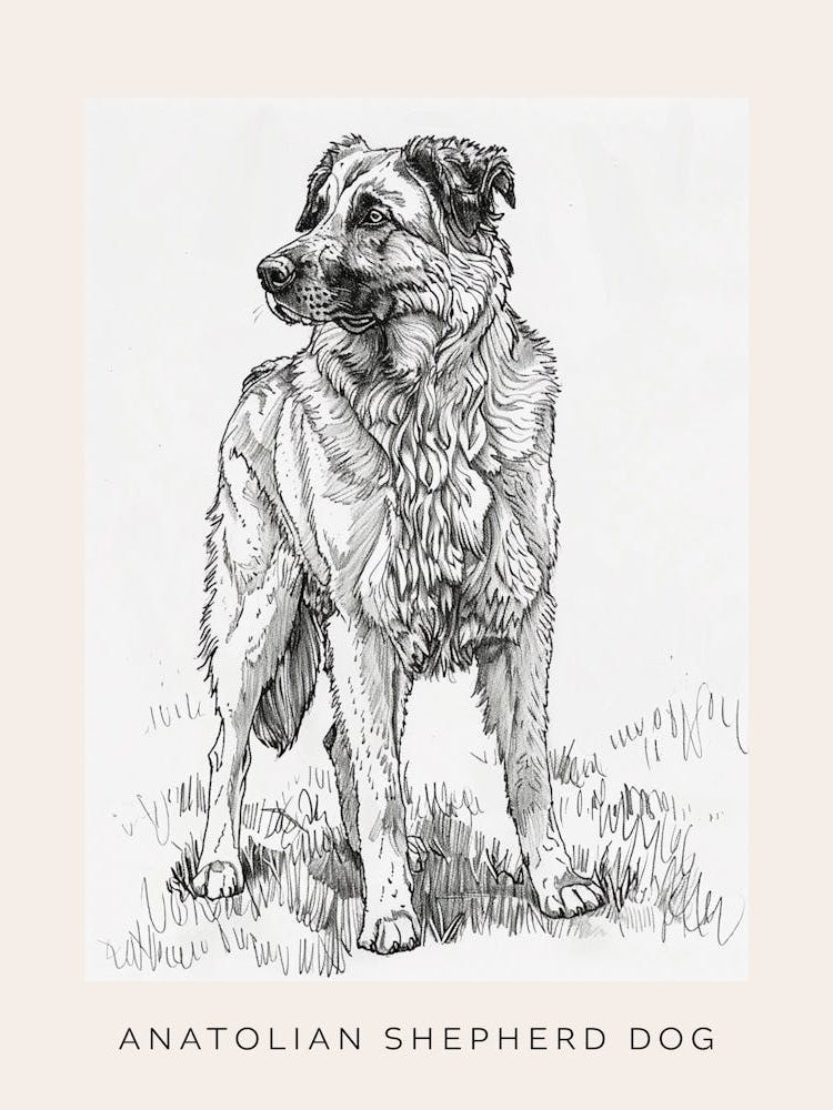 Anatolian Shepherd Dog Line Sketch 2 Poster