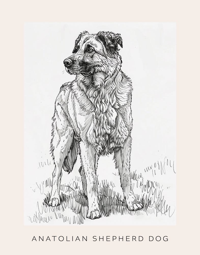 Anatolian Shepherd Dog Line Sketch 2 Poster