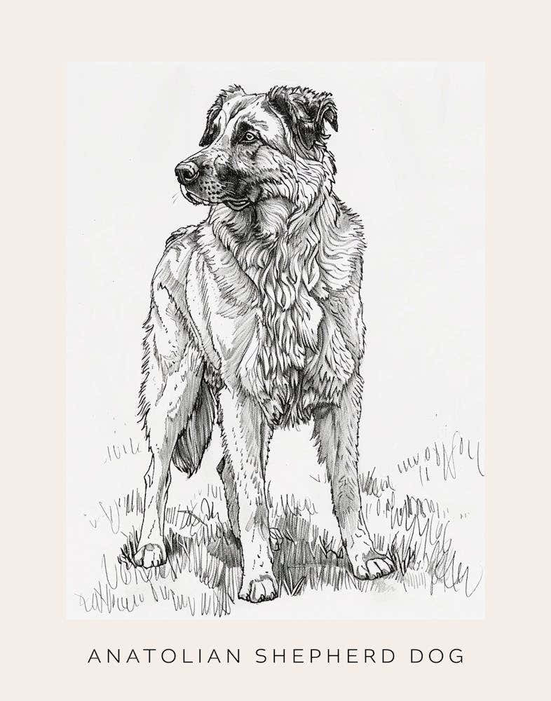 Anatolian Shepherd Dog Line Sketch 2 Poster