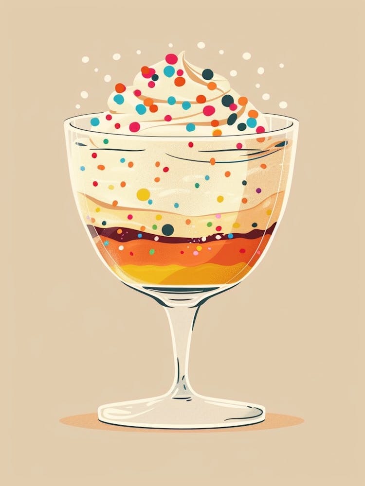 Trifle avec Vermicelles Arc-en-ciel Illustration Beige 3
