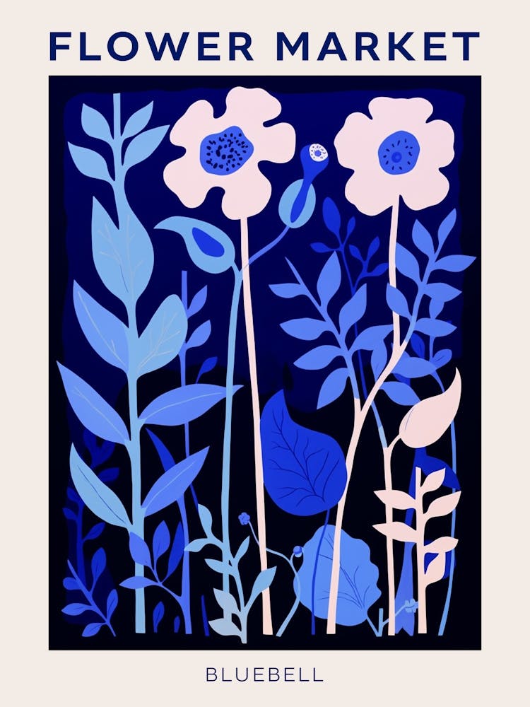 Blue Flower Market Poster Bluebell 2