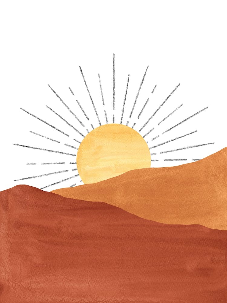 Sunset In The Desert, abstract terracotta landscape