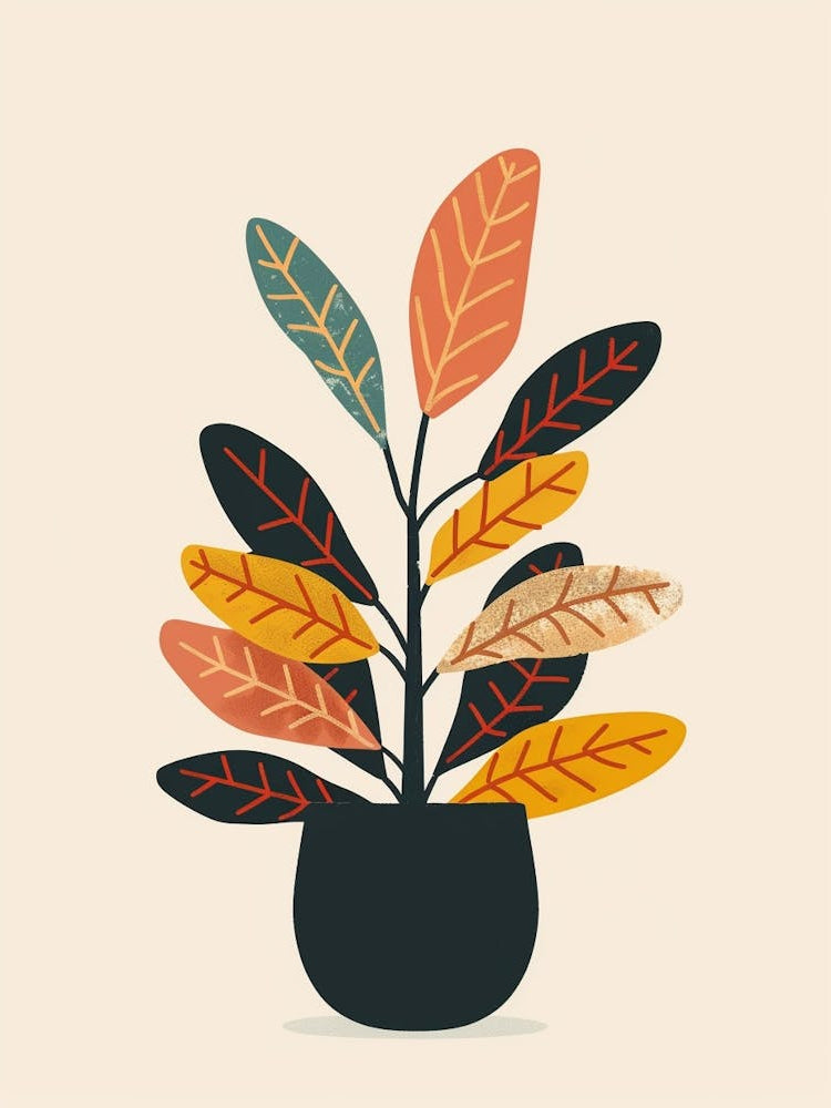 Croton Plant Minimalist Illustration 4