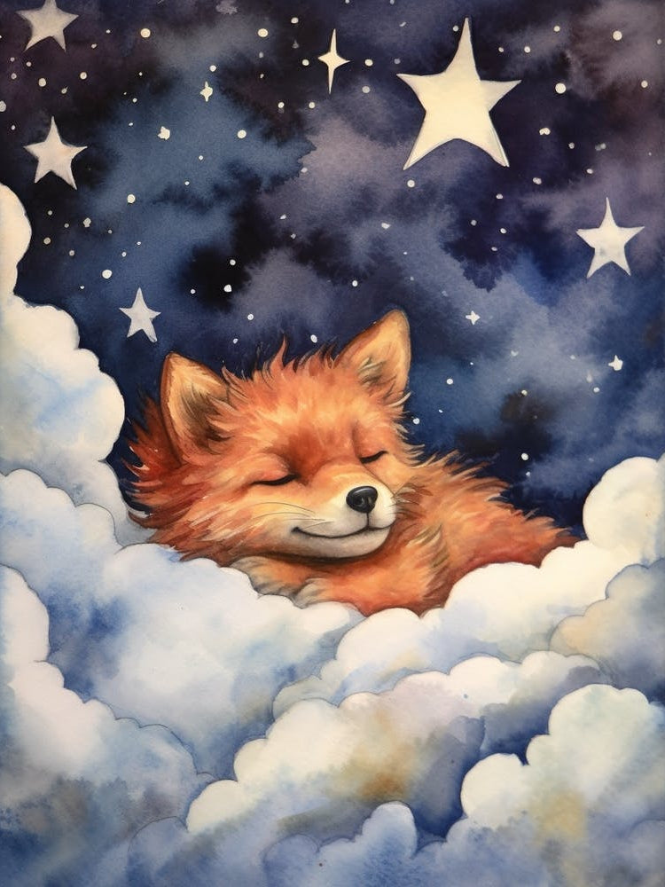 Baby Red Wolf Sleeping In The Clouds